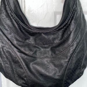 Nicole Miller Black pinhole hobo shoulder bag